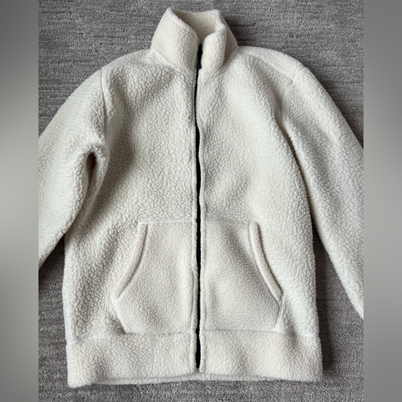 Gap Women’s Ivory Fleece Sherpa Zip Up Jacket Small - Picture 6 of 8